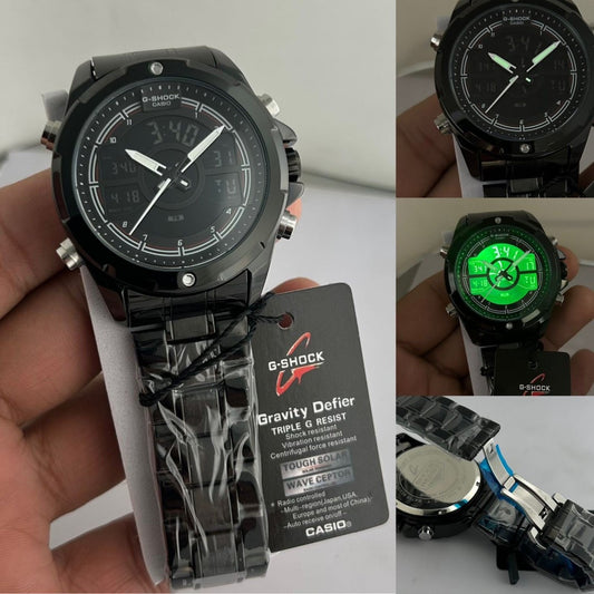 Casio G-Shock Chronograph Steel Edition – Full Black Dial & Strap