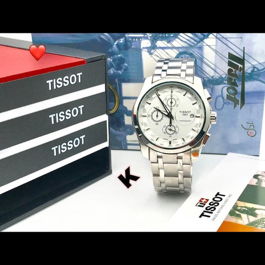 Tissot 1853-Inspired Chronograph Watch – Silver with White Dial