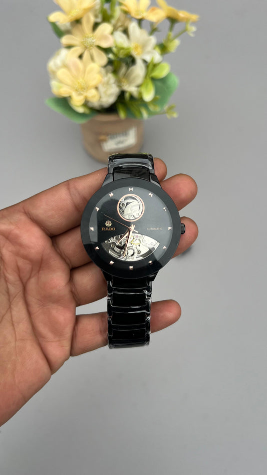 Rado Black Dual Open-Heart Automatic Watch
