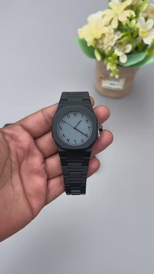 Arabic Dial Men's Watch – Stealth Grey Black Edition