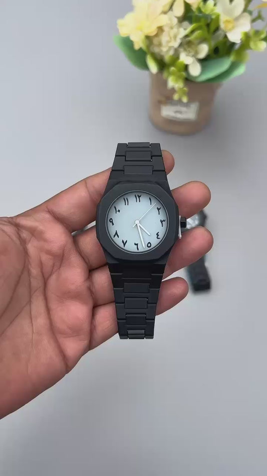 Arabic Dial Matte Black Men's Watch – Minimal & Elegant